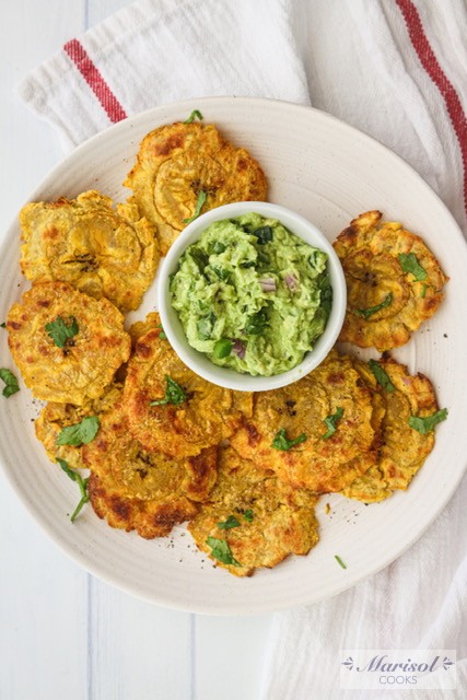 Baked Tostones and Guacamole