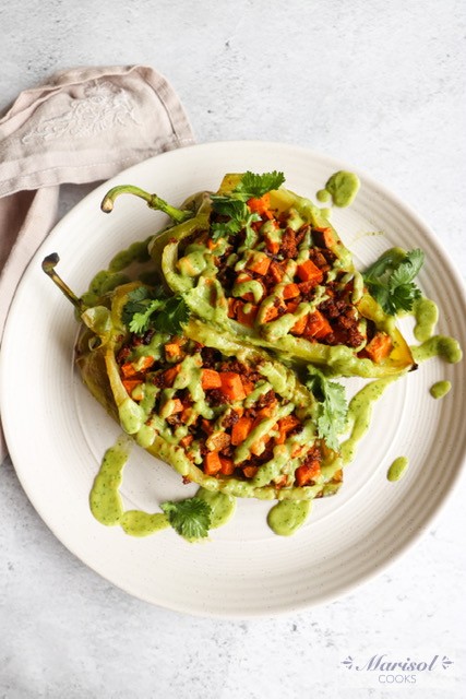 Sweet Potato and Chorizo hash Stuffed Peppers