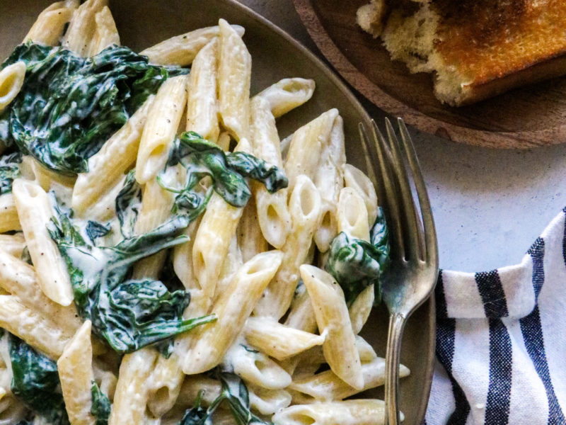 Creamy Penne Pasta with Spinach