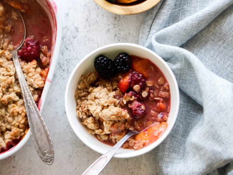 Vegan Peach and Blackberry Crumble