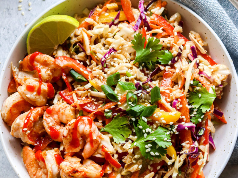 Spicy shrimp and brown rice salad