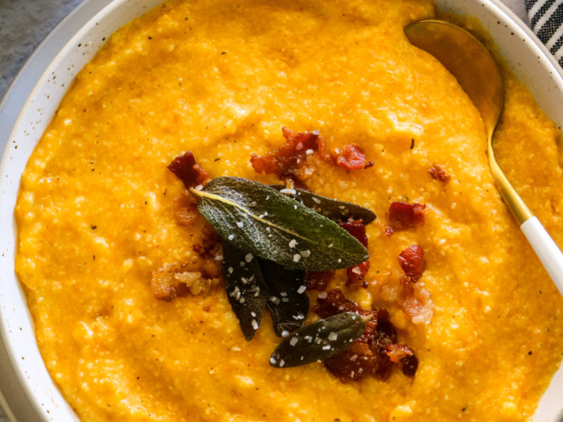 Butternut Squash Grits with Bacon and Sage