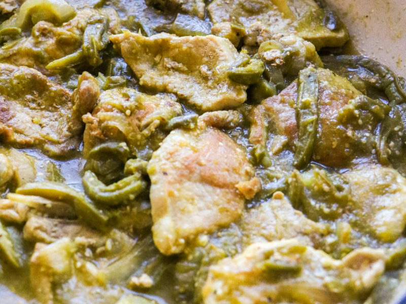 Pork Chops with Nopalitos and Salsa Verde
